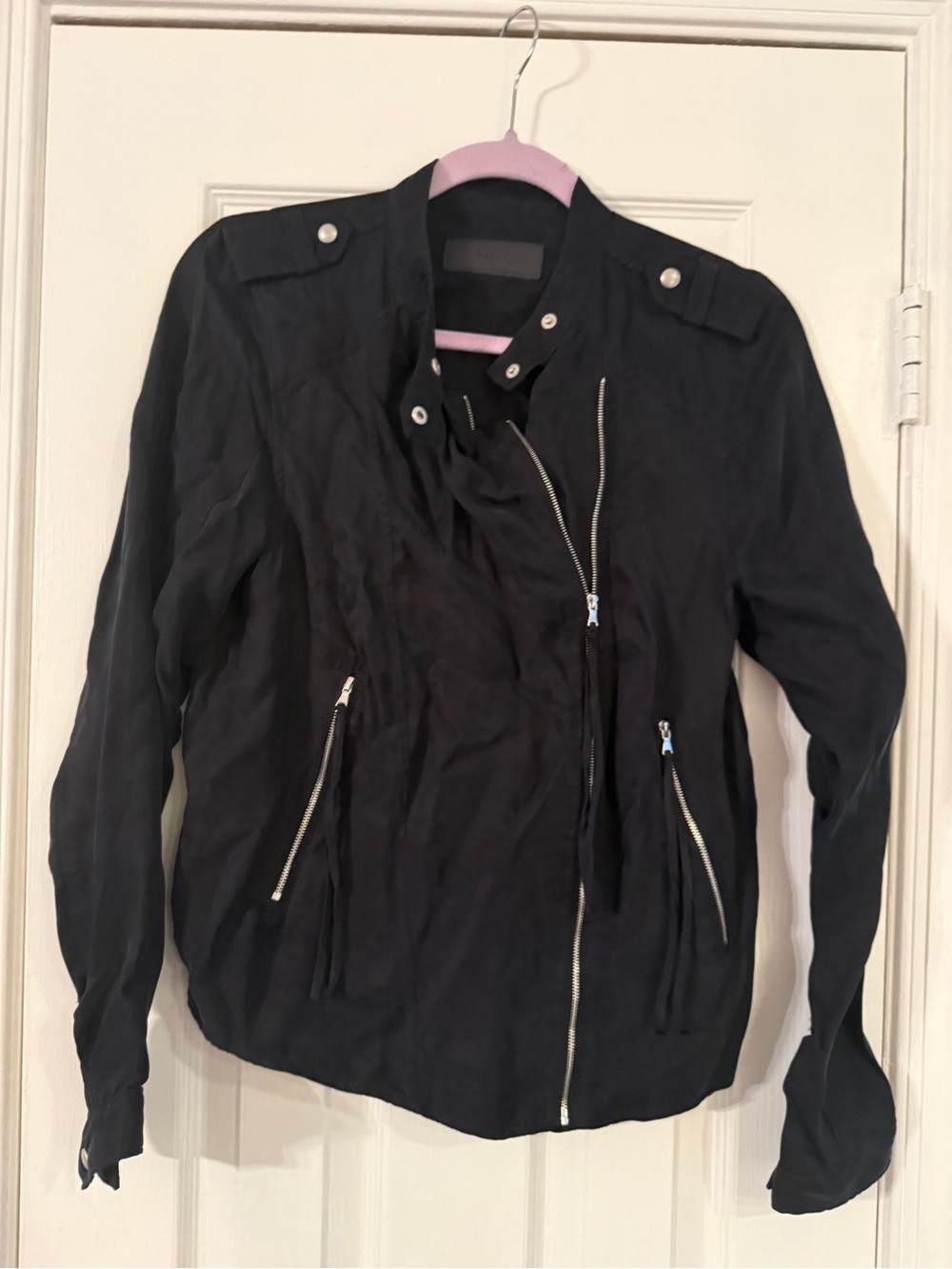 Blank NYC Black Asymmetrical Zip Moto Jacket